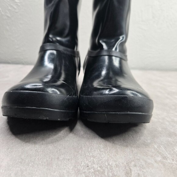 Sperry Rain Boots Black Rubber Fleece Lined Outdoor Equestrian Midcalf Size 7 - Picture 3 of 12